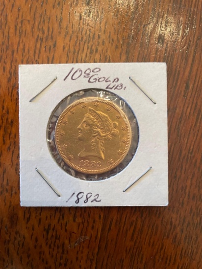 1882 US gold $10 coin