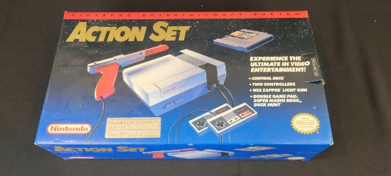 Nintendo action sports console with box and 3 games