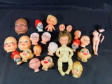 Lot of Vintage Plastic Dolls, Doll Heads, and Clown Heads
