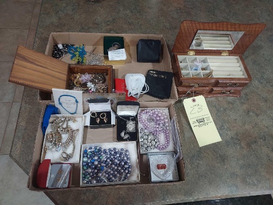 Assortment of Costume Jewelry - Necklaces, Earrings, Beads, Pins, Bell, & more