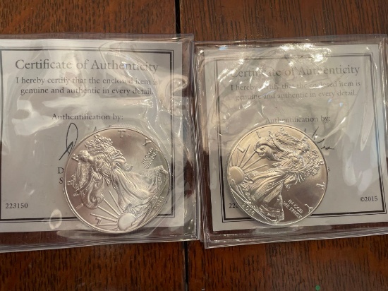 (2) 2016 Gov. Mint Liberty silver dollars