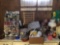 large lot of sewing items and lamp
