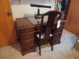 Kneehole Desk, Chair and Lamp