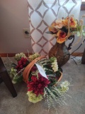 Metal Vase, Basket & Floral Decor