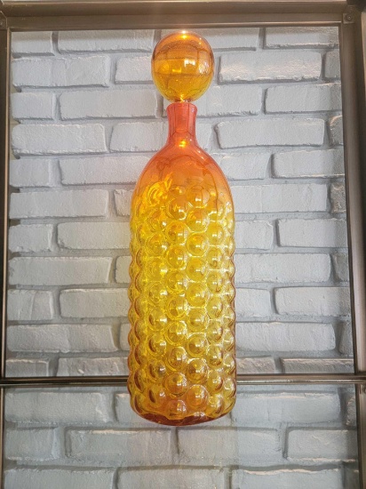 Blenko Glass MCM Architectural Decantur Decanter 21 inches