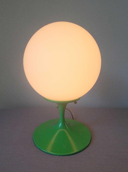 MCM Tulip Ball Shade Lamp Metal Base Original 1960s 12 inch tall