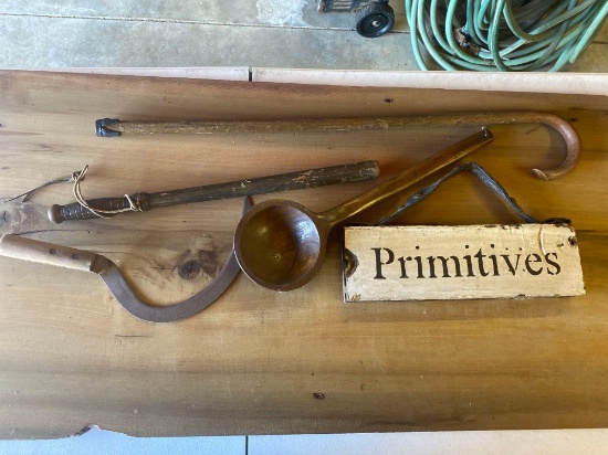 Primitive Stir Spoon, Baton, Sign, Sickle, Cane