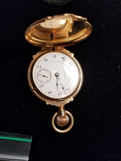 14k yellow Non-Magnetic Watch Co. pocket watch in a hunter case