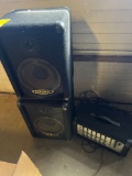 2 Crate Pro Audio speakers and Crate pro audio PA6FX with 2 stands