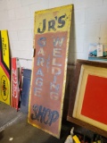 JRs garage & welding shop metal sign 29in x 6.5ft