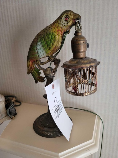 metal bird lamp with cage shade