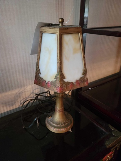 stained glass paneled table lamp