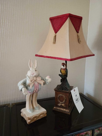parrot lamp, easter bunny figure