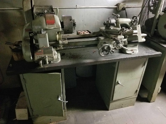 South Bend 31 1/2 ft metal lathe on bench