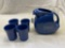 60th anniversary signed Fiesta disc pitcher with tumblers- discontinued color sapphire