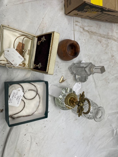 Early crystal perfume bottles- sterling necklace