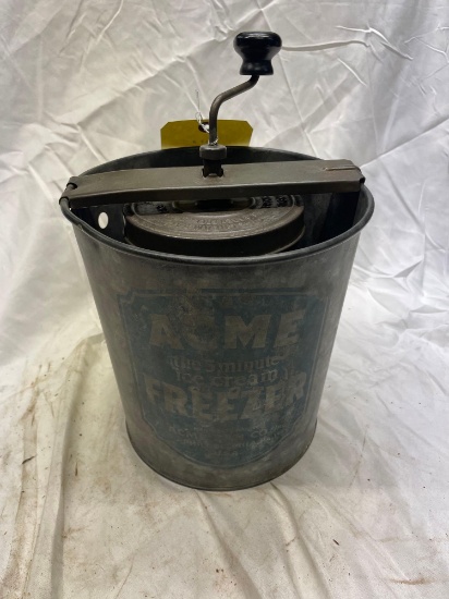 antique Acme ice cream freezer