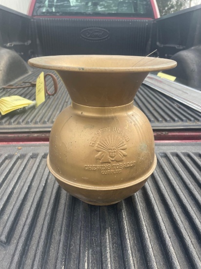 brass redskin brand chewing tobacco spittoon