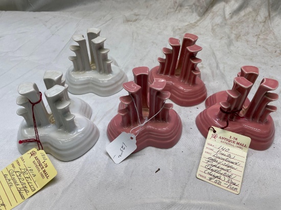 Fiesta pyramid candle holders - white and discontinued rose