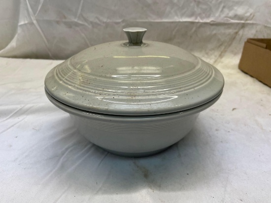 Fiesta covered casserole- discontinued color pearl gray