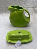 Fiesta pitcher, covered butter- discontinued color chartreuse