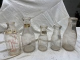 (5) Early glass milk bottles