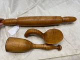Antique curly maple wood utensils