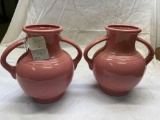 Fiesta Millennium vases with handles- discontinued color rose