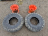 Pair 13.6-16 turf tires w/ 5 bolt Kubota rims