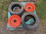 Pair 24x8.50-14 turf tires w/ 5 bolt Kubota rims