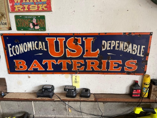 USL Batteries Porcelain Sign