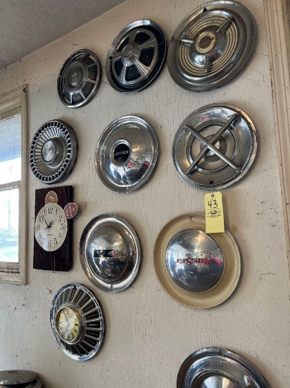 (10) Assorted Hubcaps and Signs