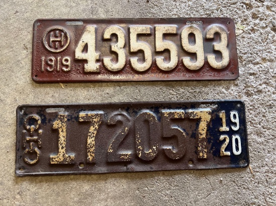 (2) Vintage License Plates