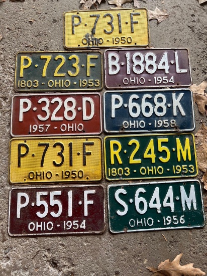 (9) Vintage License Plates From 1950s