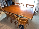 Early Maple Drop Side Table with 6 Chairs