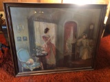 Lover letters framed art and reverse painted Victorian scene picture