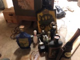 Avon bottles, whiskey bottles, 1967 sexton car sign