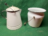 Enamel Pitcher and Pot