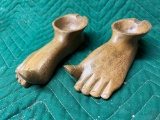 (2) Vintage Wood Ash Tray Feet