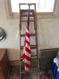 Wood Ladder and American Flag