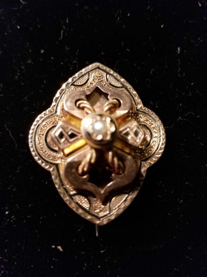 14k Yellow and rose gold Victorian ladies watch brooch