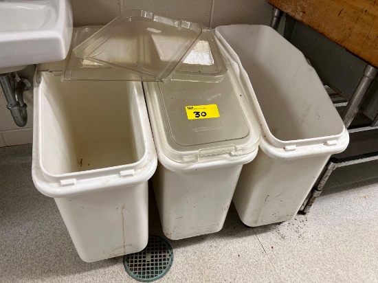 (3) Plastic Rolling Tubs