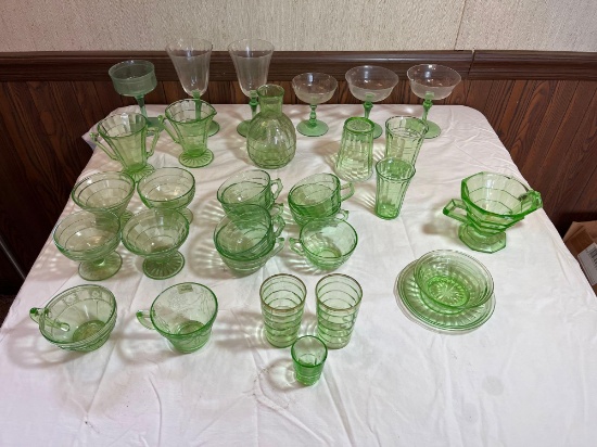 green depression glass