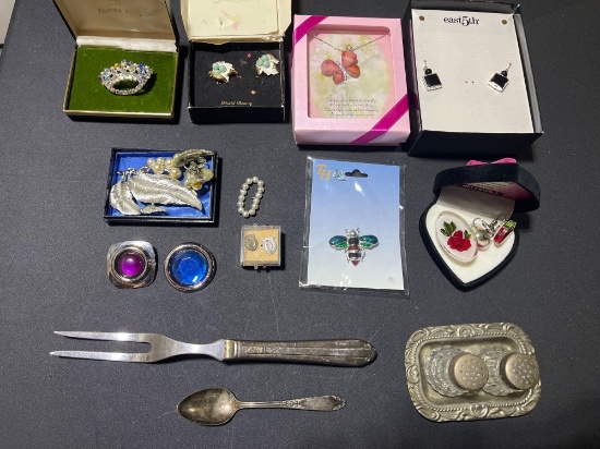 costume jewelry, silverplate items