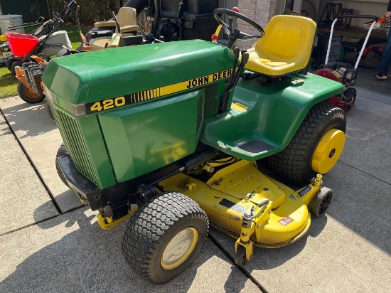 John Deere 420 lawn tractor, 60 in deck, wheel weights