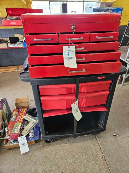Rubbermaid tool chest with metal top