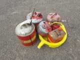 gas can assortment & oil pan