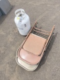 propane tank and folding chairs
