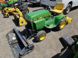 JD 212 tractor with deck, snowblower, tiller, and 2019 Johnny bucket jr