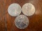 (3) walking liberty silver dollars
